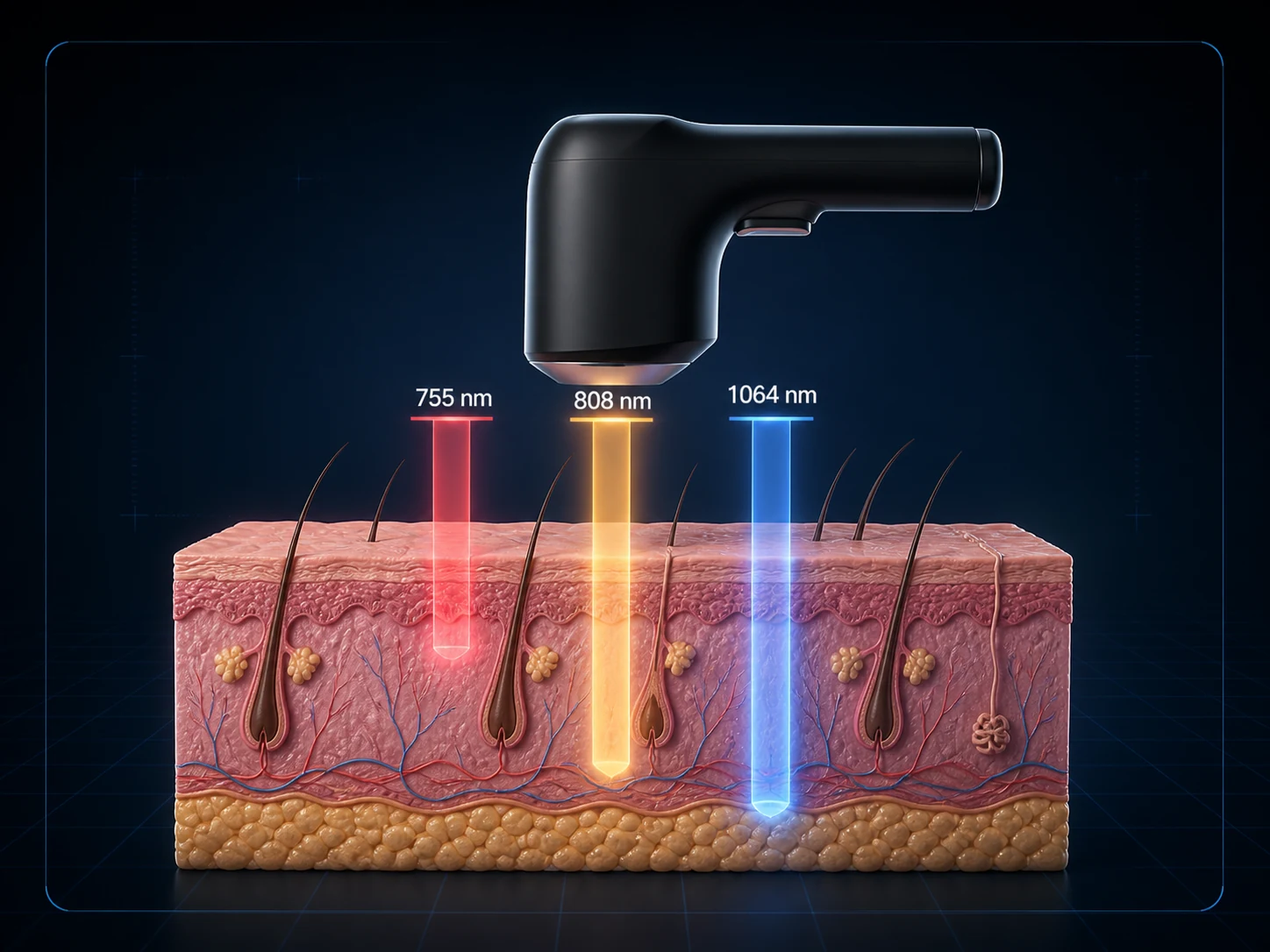 Tecnología láser de diodo de triple longitud de onda